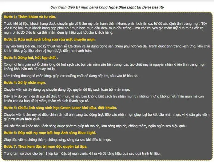 Quy trình điều trị theo phương pháp Blue Light