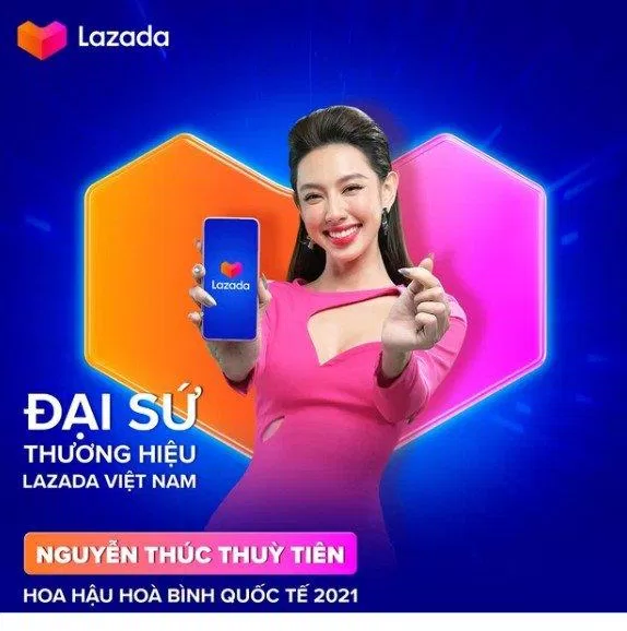 Hoa hậu Thùy Tiên làm đại sứ thương hiệu cho Lazada (Ảnh: Internet)