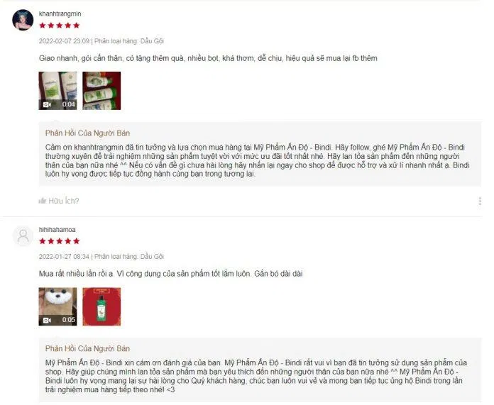 Đánh giá của khách hàng trên Shopee.