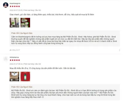 Đánh giá của khách hàng trên Shopee.