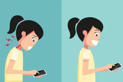 Thay đổi tư thế khi dùng điện thoại để hạn chế đau lưng và đau đốt sống cổ. (Ảnh: Internet) Thay đổi tư thế khi dùng điện thoại để hạn chế đau lưng và đau đốt sống cổ. (Ảnh: Internet)