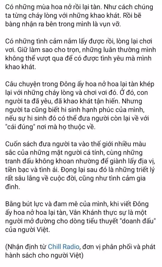 Cảm nhận cuốn sách từ Chill Radio (Nguồn ảnh: BlogAnChoi).