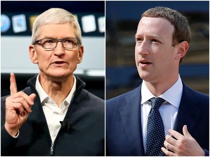 Tim Cook và Mark Zuckerberg (Ảnh: Internet). Tim Cook và Mark Zuckerberg (Ảnh: Internet).