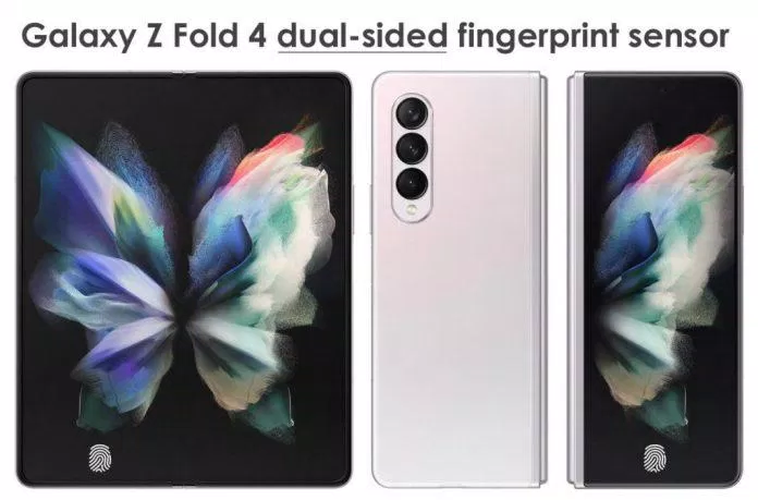 Dự đoán cảm biến vân tay 2 mặt trên Z Fold 4 (Ảnh: LetsGoDigital). Dự đoán cảm biến vân tay 2 mặt trên Z Fold 4 (Ảnh: LetsGoDigital).