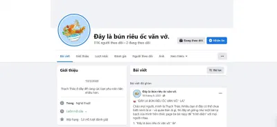 Giao diện gần gũi của fanpage Đây là bún riêu ốc văn vở. (Nguồn: BlogAnChoi)