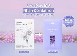 Bao bì của bột uống collagen Gilaa Premium Saffron Collagen được thay đổi nắm bắt xu hướng mới mẻ, hiện đại hơn (nguồn: internet)