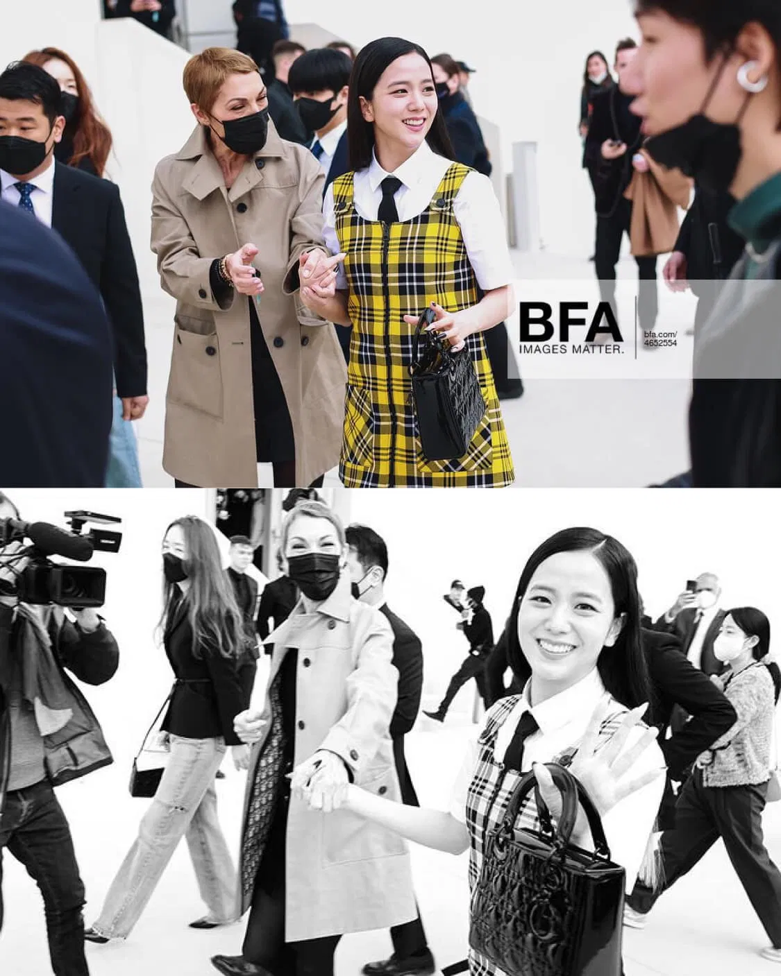 Jisoo được đích thân Mathilde Favier -Giám đốc Quan hệ Công chúng Dior dẫn vào show diễn (Nguồn: Internet).