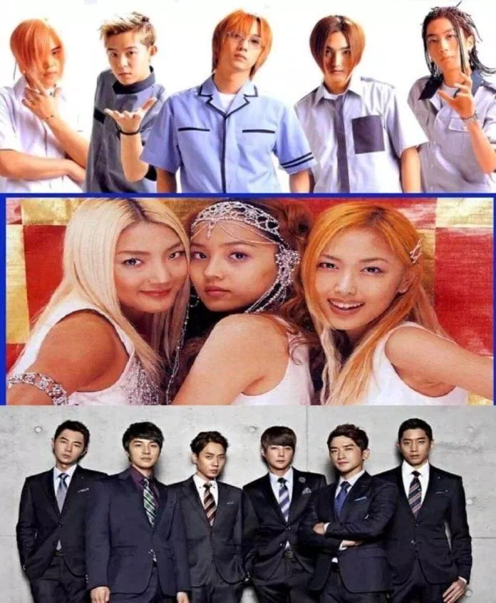 Đại diện của K-pop thế hệ 1 (từ trên xuống dưới) : H.O.T, S.E.S, Shinhwa (Nguồn: Internet)