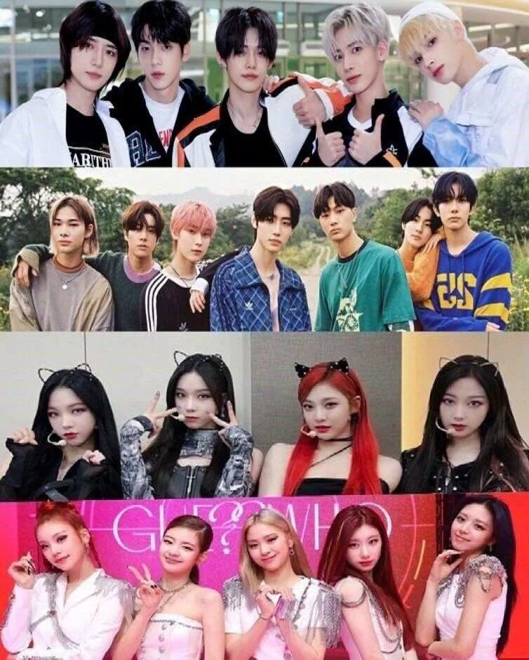 Đại diện K-pop thế hệ 4 (từ trên xuống dưới): TXT, ENHYPEN, aespa, ITZY (Nguồn: Internet)