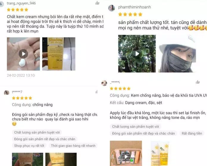 Đánh giá của khách hàng về kem chống nắng Fixderma trên Shopee (ảnh: internet) Đánh giá của khách hàng về kem chống nắng Fixderma trên Shopee (ảnh: internet)