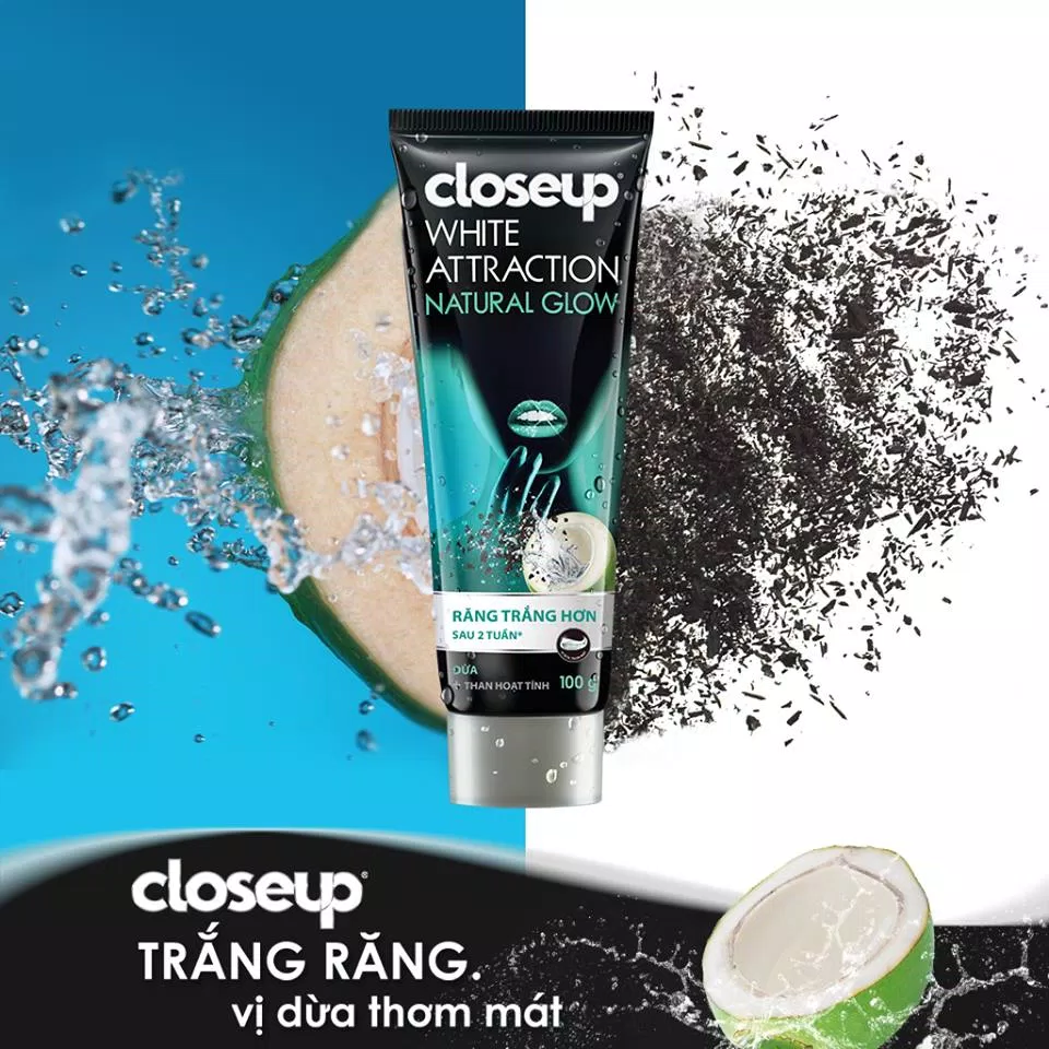 Kem đánh răng Closeup Than Hoạt Tính Vị Dừa (Nguồn: Internet)