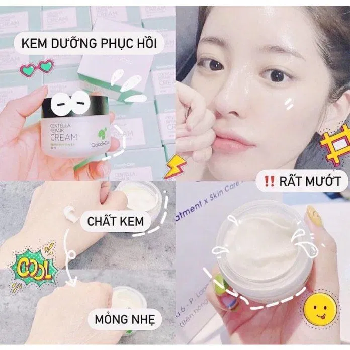 Kem dưỡng Goodndoc Centella Repair Cream có chất kem mỏng nhẹ, thấm nhanh, dưỡng ẩm tốt (ảnh: internet) Kem dưỡng Goodndoc Centella Repair Cream có chất kem mỏng nhẹ, thấm nhanh, dưỡng ẩm tốt (ảnh: internet)