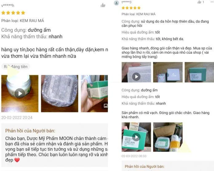 Đánh giá của khách hàng về kem dưỡng Goodndoc Centella Repair Cream (ảnh: internet) Đánh giá của khách hàng về kem dưỡng Goodndoc Centella Repair Cream (ảnh: internet)