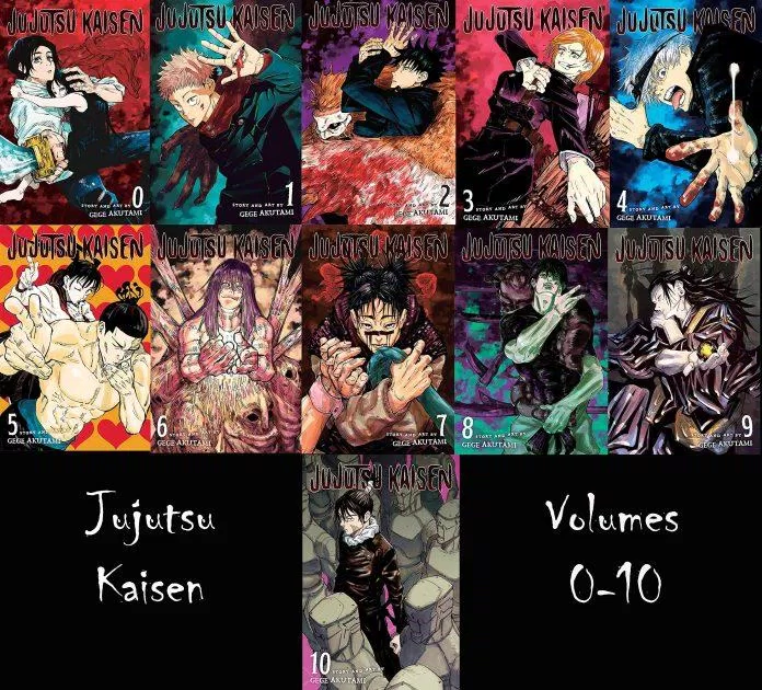 Jujutsu Kaisen Vol.  bìa manga 0 - 10 (Nguồn: Internet)