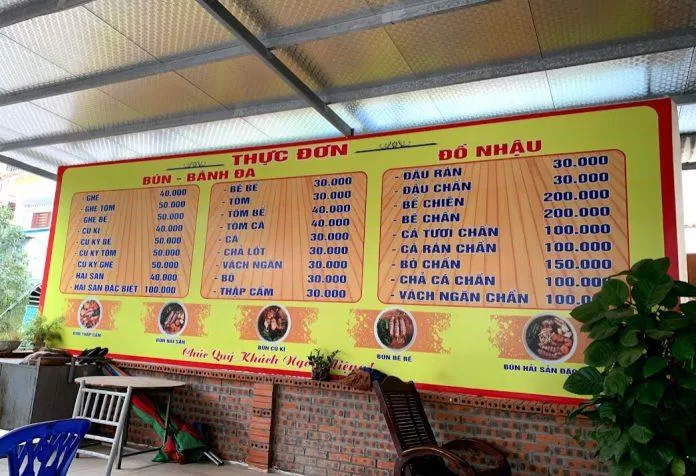 Menu của quán. (Ảnh: Internet)