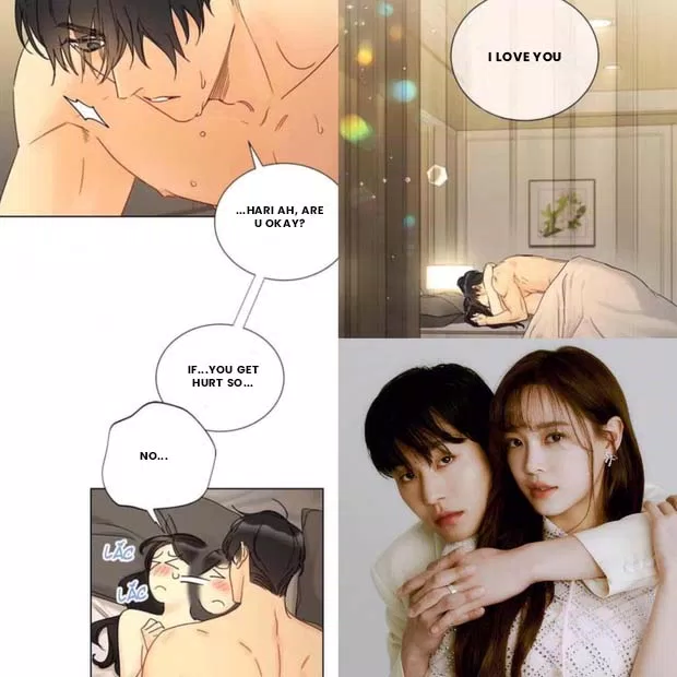 Cảnh nóng của cặp đôi chính Tae Ri và Ha Ri trong webtoon. (Ảnh: Internet)