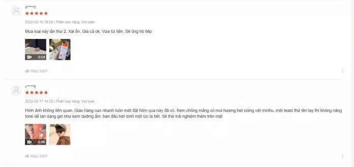 Đánh giá của người dùng trên Shopee (Nguồn: Internet) Đánh giá của người dùng trên Shopee (Nguồn: Internet)