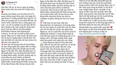 Đánh giá của Ty Lê sau khi sử dụng kem mắt DermEden Night Protocole Eye Contour (nguồn: internet)