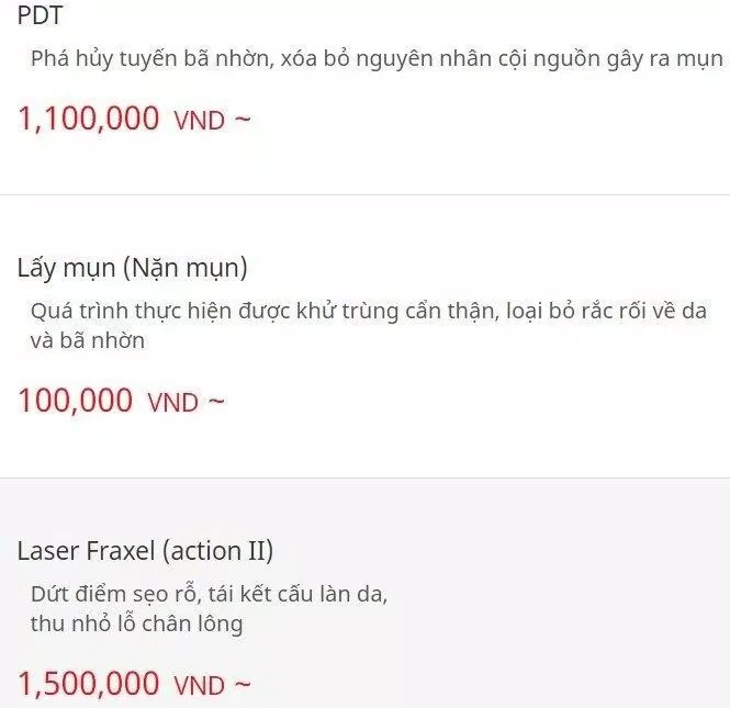 Giá tham khảo một số liệu trình điều trị tại spa (Nguồn: Giá tham khảo một số liệu trình điều trị tại spa (Nguồn:
