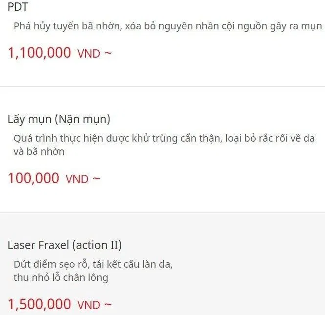 Giá tham khảo một số liệu trình điều trị tại spa (Nguồn: Giá tham khảo một số liệu trình điều trị tại spa (Nguồn: