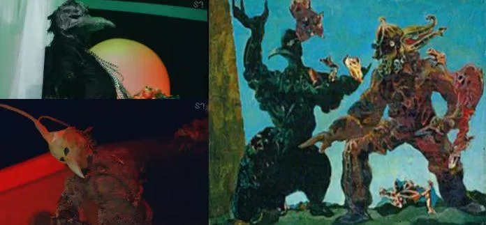 Phải: Bức tranh “The Barbarians”- Max Ernst (Nguồn: Internet) Trái: MV “Feel My Rhythm- Red Velvet (Nguồn: YouTube SMTOWN)
