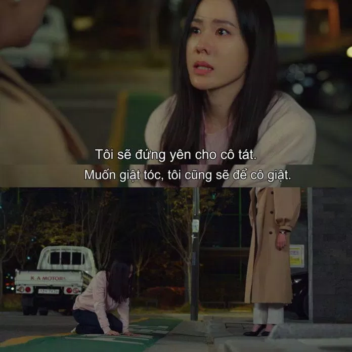 Mi Jo đã quỳ xuống và cầu xin Sun Joo tha thứ cho họ ngày hôm nay.