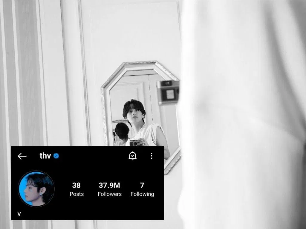 Hiện tại, tài khoản của V đạt 37,9 triệu follower (Ảnh: Internet). Hiện tại, tài khoản của V đạt 37,9 triệu follower (Ảnh: Internet).