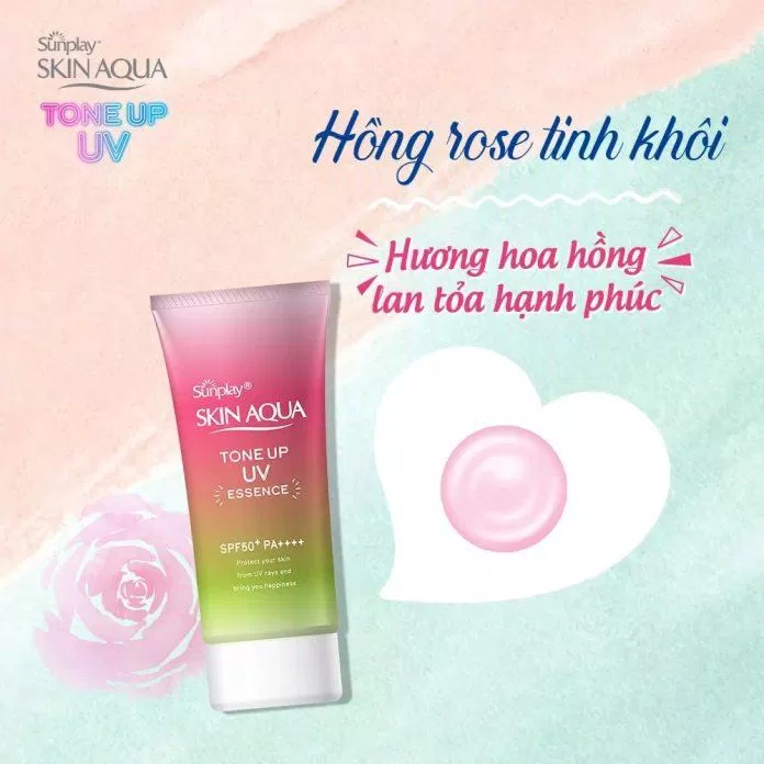 Kem Chống Nắng Sunplay Skin Aqua Tone Up UV Essence Happiness Aura Rose Color SPF50+ PA++++ (Nguồn: Internet)