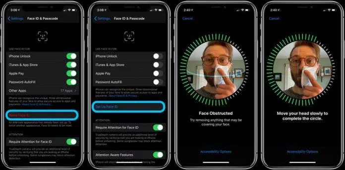 Với bản cập nhật iOS 15.4 bạn có thể dùng Face ID khi đang đeo khẩu trang. (Ảnh: Internet) Với bản cập nhật iOS 15.4 bạn có thể dùng Face ID khi đang đeo khẩu trang. (Ảnh: Internet)