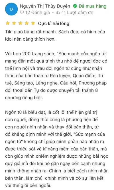 Cản nhận của bạn đọc trên Tiki (Nguồn: BlogAnchoi )
