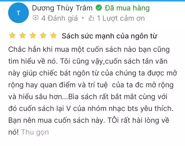 Cản nhận của bạn đọc trên Tiki (Nguồn: BlogAnchoi )