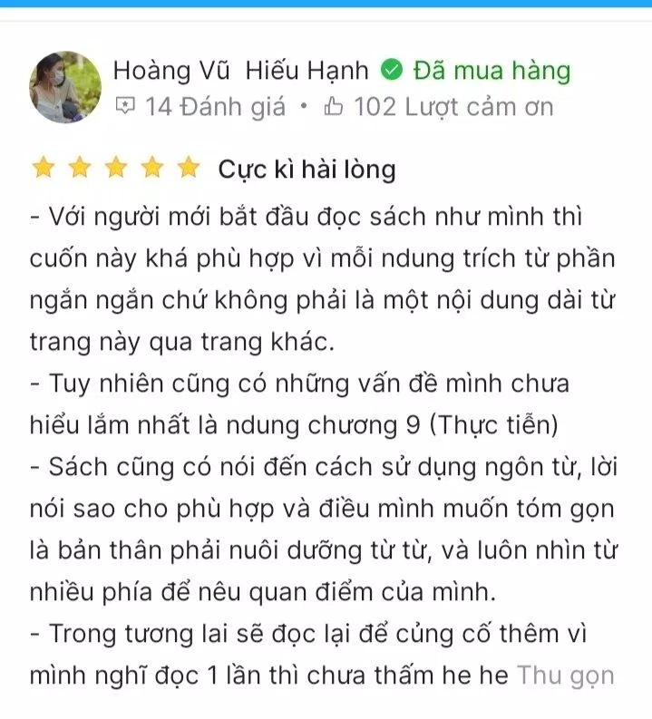 Cản nhận của bạn đọc trên Tiki (Nguồn: BlogAnchoi )