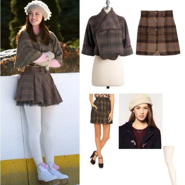 Điểm nhấn của bộ outfit là kết hợp toàn thân với hoạ tiết kẻ caro cùng với chiếc mũ beret và giày trắng (Nguồn: Internet)