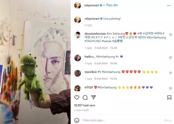 Buổi livestream vẽ ảnh chân dung V (BTS) nhận được nhiều sự quan tâm từ các ARMY (Nguồn : Instagram) Buổi livestream vẽ ảnh chân dung V (BTS) nhận được nhiều sự quan tâm từ các ARMY (Nguồn : Instagram)