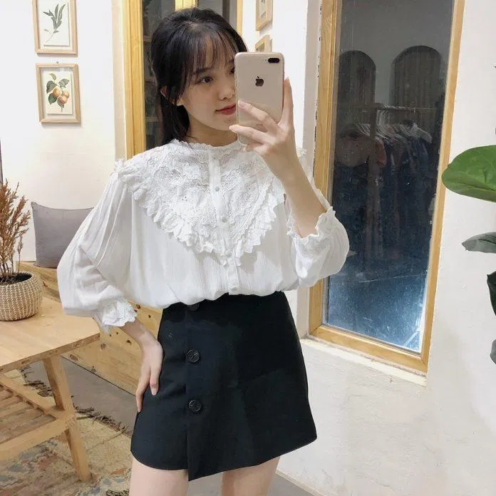 Chân váy chữ A mix áo bánh bèo cực xinh (Nguồn: Internet)