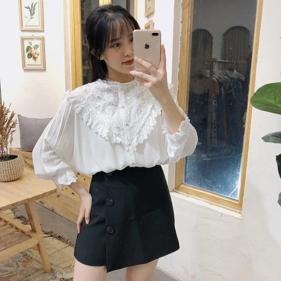 Chân váy chữ A mix áo bánh bèo cực xinh (Nguồn: Internet)