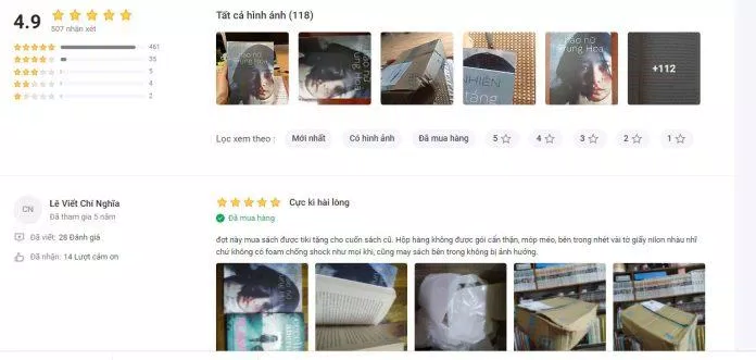 Cảm nhận của độc giả trên Tiki (Ảnh: BlogAnChoi) Cảm nhận của độc giả trên Tiki (Ảnh: BlogAnChoi)