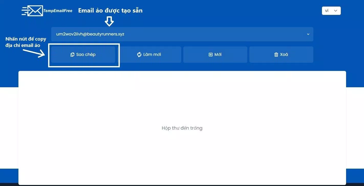 Copy địa chỉ email ảo để sử dụng (Ảnh: BlogAnChoi). Copy địa chỉ email ảo để sử dụng (Ảnh: BlogAnChoi).