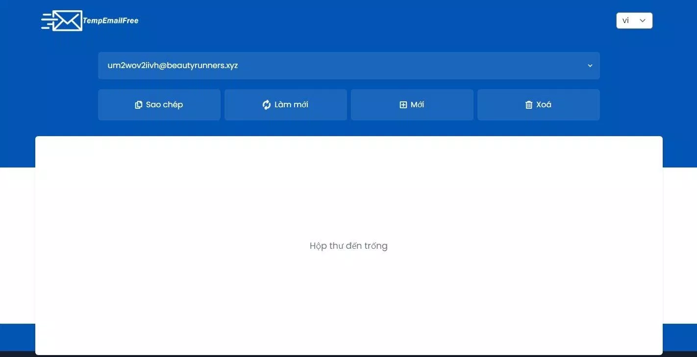 Giao diện của TempEmailFree (Ảnh: BlogAnChoi). Giao diện của TempEmailFree (Ảnh: BlogAnChoi).