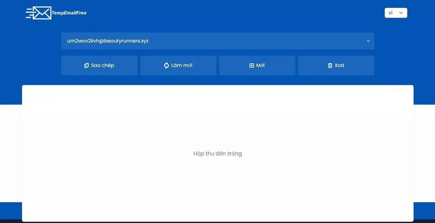 Giao diện của TempEmailFree (Ảnh: BlogAnChoi).