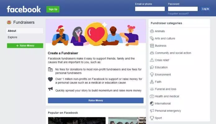 Chức năng kêu gọi gây quỹ trên Facebook (Ảnh: Internet). Chức năng kêu gọi gây quỹ trên Facebook (Ảnh: Internet).