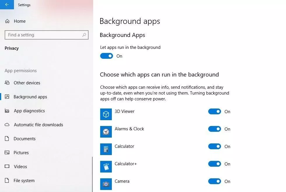 Tắt các ứng dụng nền trong Windows 10 (Ảnh: Internet). Tắt các ứng dụng nền trong Windows 10 (Ảnh: Internet).