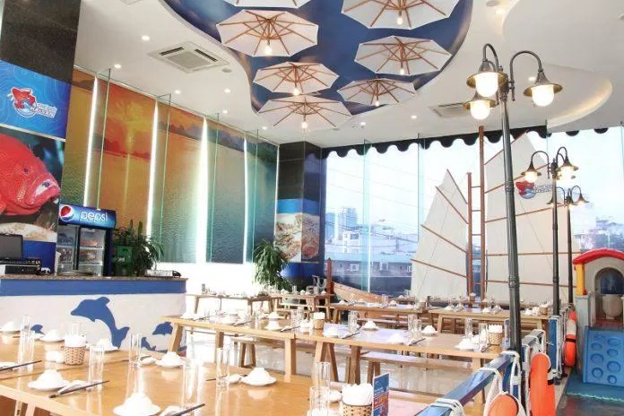 Nhà hàng Thế giới hải sản Mễ Trì có thiết kế hiện đại, ấn tượng (ảnh: internet)