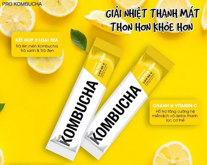 Phiên bản Pro Kombucha Detox Slim màu vàng được bổ sung vitamin C và chanh (nguồn: internet)