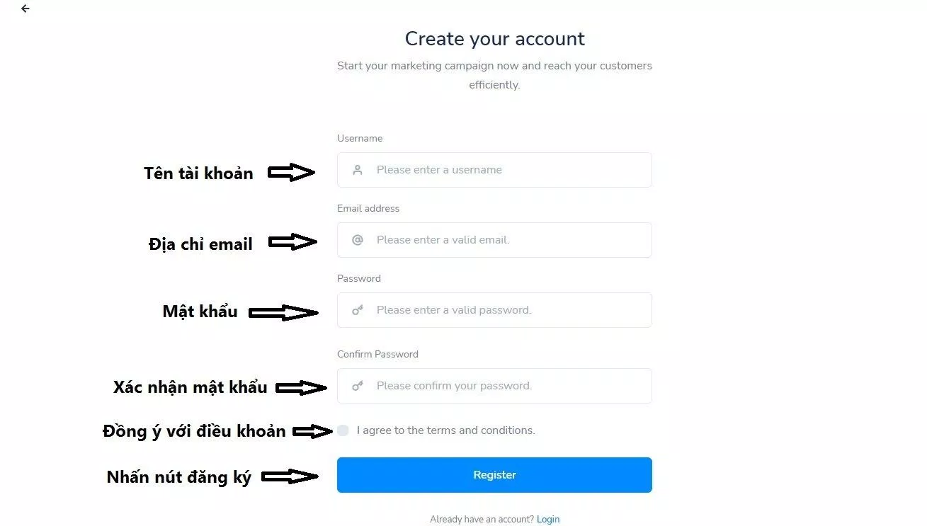 Điền các thông tin để tạo tài khoản (Ảnh: BlogAnChoi). Điền các thông tin để tạo tài khoản (Ảnh: BlogAnChoi).