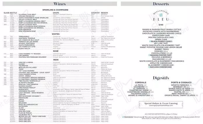 Menu của Quince (Ảnh: Internet) Menu của Quince (Ảnh: Internet)