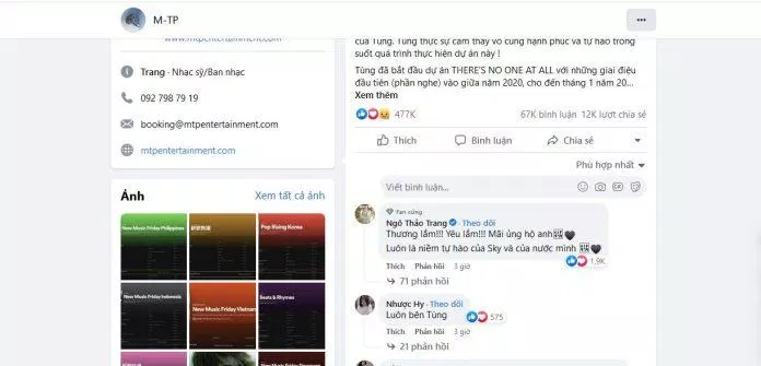 Dưới bài post ở wall cá nhân của Sơn Tùng M-TP nhận được sự ủng hộ của fan hâm mộ (Nguồn: Internet)
