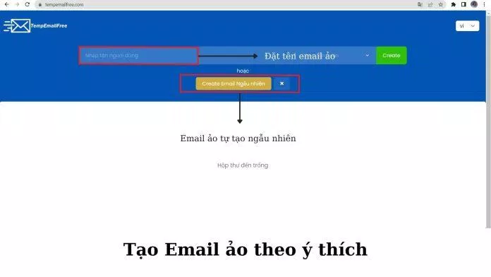 Đặt tên email ảo TempEmailFree theo ý thích (Nguồn ảnh: BlogAnChoi).