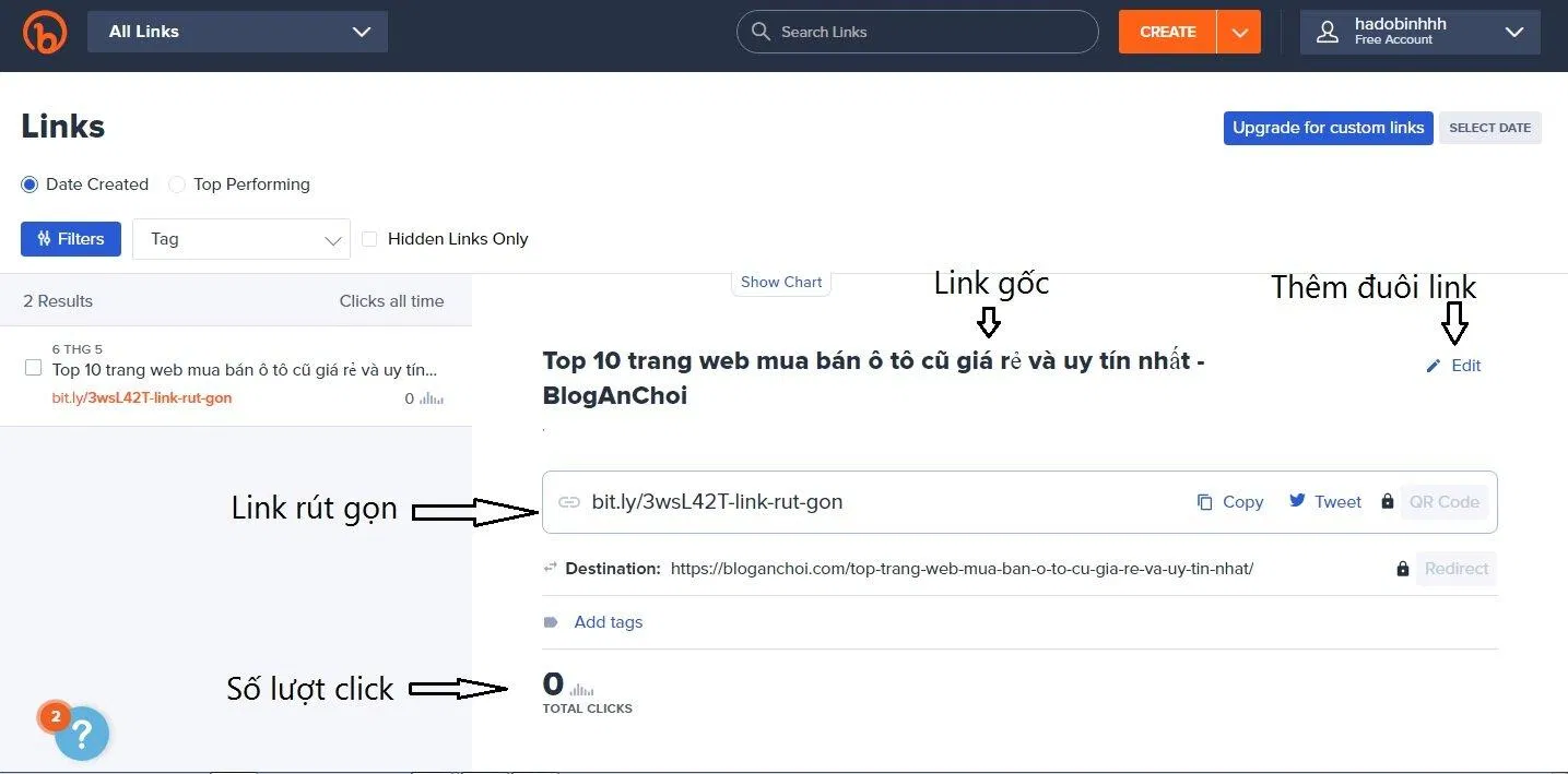 Các thông tin của link (Ảnh: BlogAnChoi). Các thông tin của link (Ảnh: BlogAnChoi).