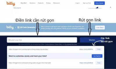 Rút gọn link với Bitly (Ảnh: BlogAnChoi)